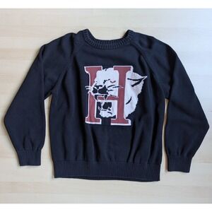 Honor The Gift Black Panther Mascot Varsity Crew Neck Sweater Large 100% Cotton